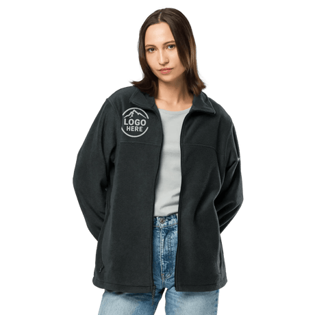 Embroidered Womens Columbia Full Zip Jacket in a dark color, modelled with a sample chest logo.