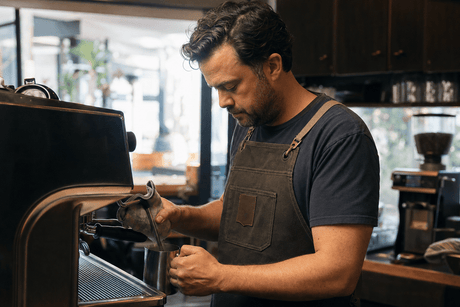 Custom Mens Aprons Case Study: How a San Diego Cafe Owner Fixed His Staff Uniform Problem