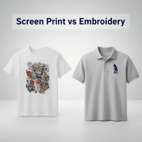 Screen Print vs Embroidery Comparison - Arklavo