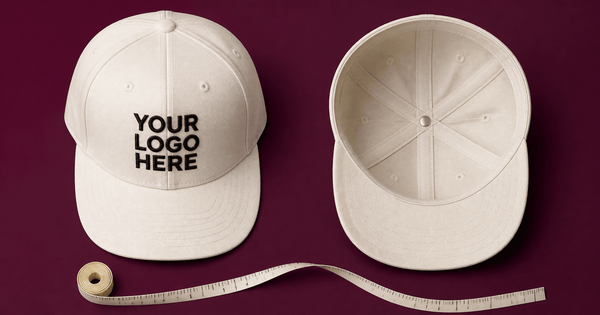 flexfit hat size chart: front and interior fitted-cap views with an unlabeled measuring tape