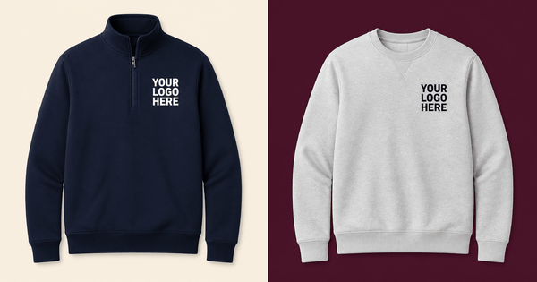 quarter zip vs pullover: quarter zip and pullover on contrasting grounds