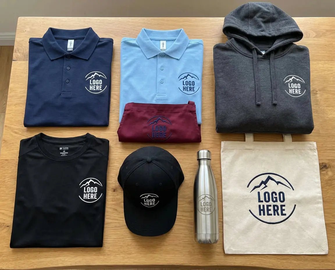 All Arklavo custom apparel and accessories with no-minimum orders and business logo embroidery