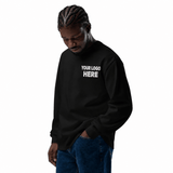 Custom men's AS Colour embroidered heavyweight long sleeve T-shirt with white YOUR LOGO HERE left-chest stitching