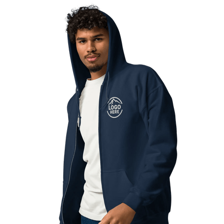 Custom Men's Gildan Embroidered Fleece Zip Hoodie - Arklavo