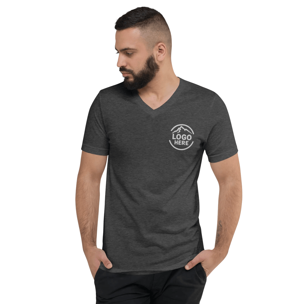Custom Men's Bella + Canvas Embroidered V - Neck T-Shirt - Arklavo