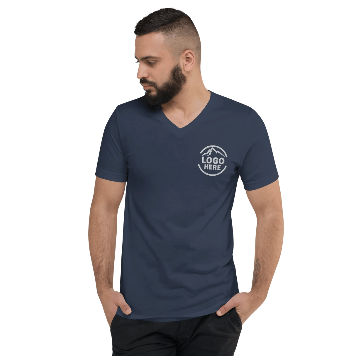 Custom Men's Bella + Canvas Embroidered V - Neck T-Shirt - Arklavo