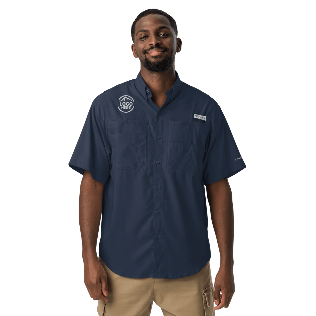 Custom Men's Columbia Embroidered Button - Down Shirt - Arklavo