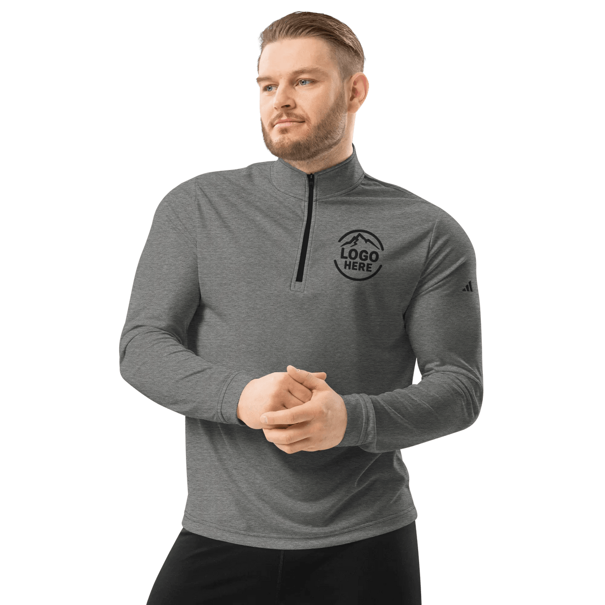Custom Men's adidas Embroidered Quarter - Zip Pullover - Arklavo