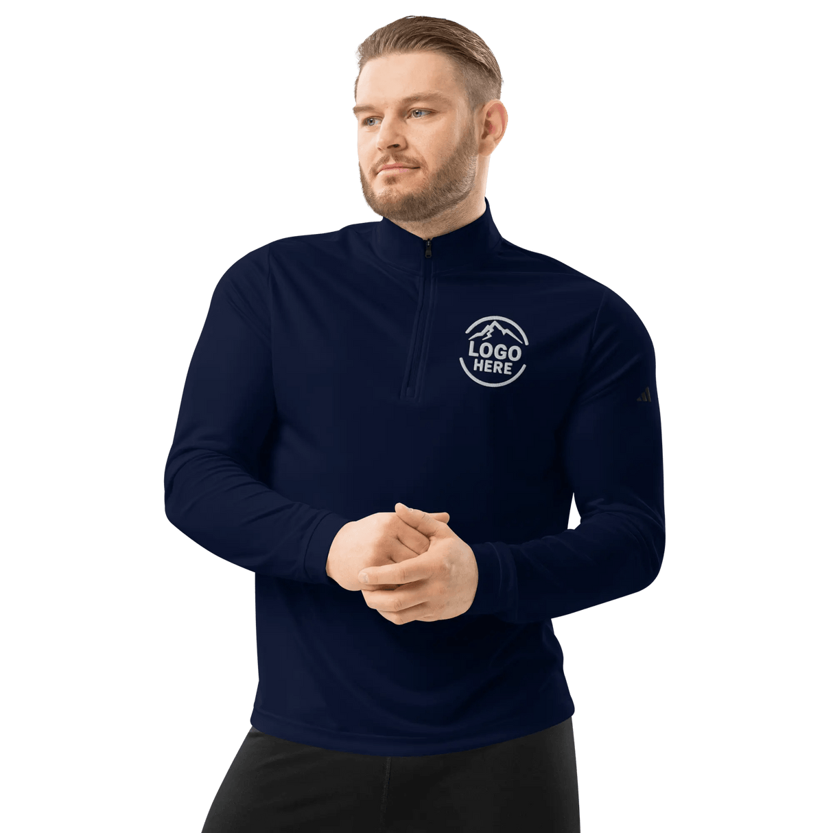 Custom Men's adidas Embroidered Quarter - Zip Pullover - Arklavo