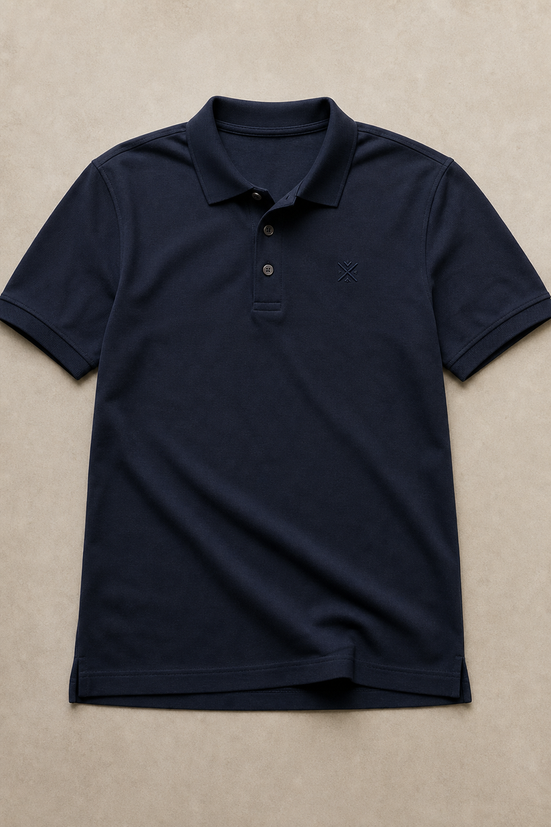 Custom corporate polo showing the cut and fit