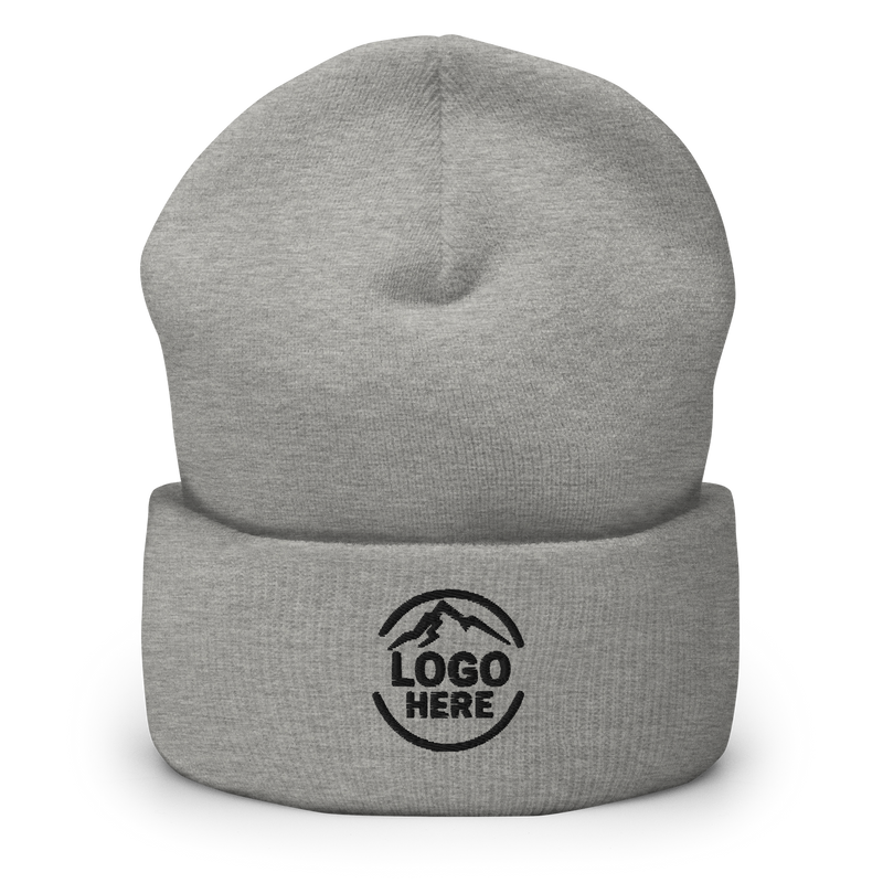 heather grey beanie front view at Arklavo