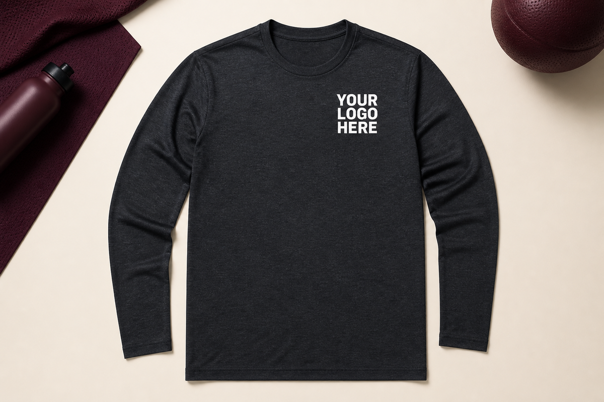 Custom Champion T-Shirts with a high-contrast logo placeholder