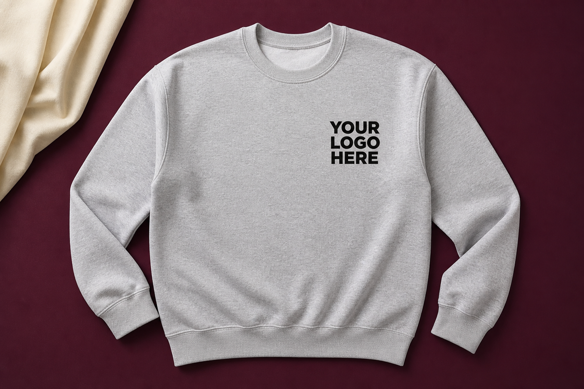 Custom Gildan Sweatshirts with a high-contrast logo placeholder