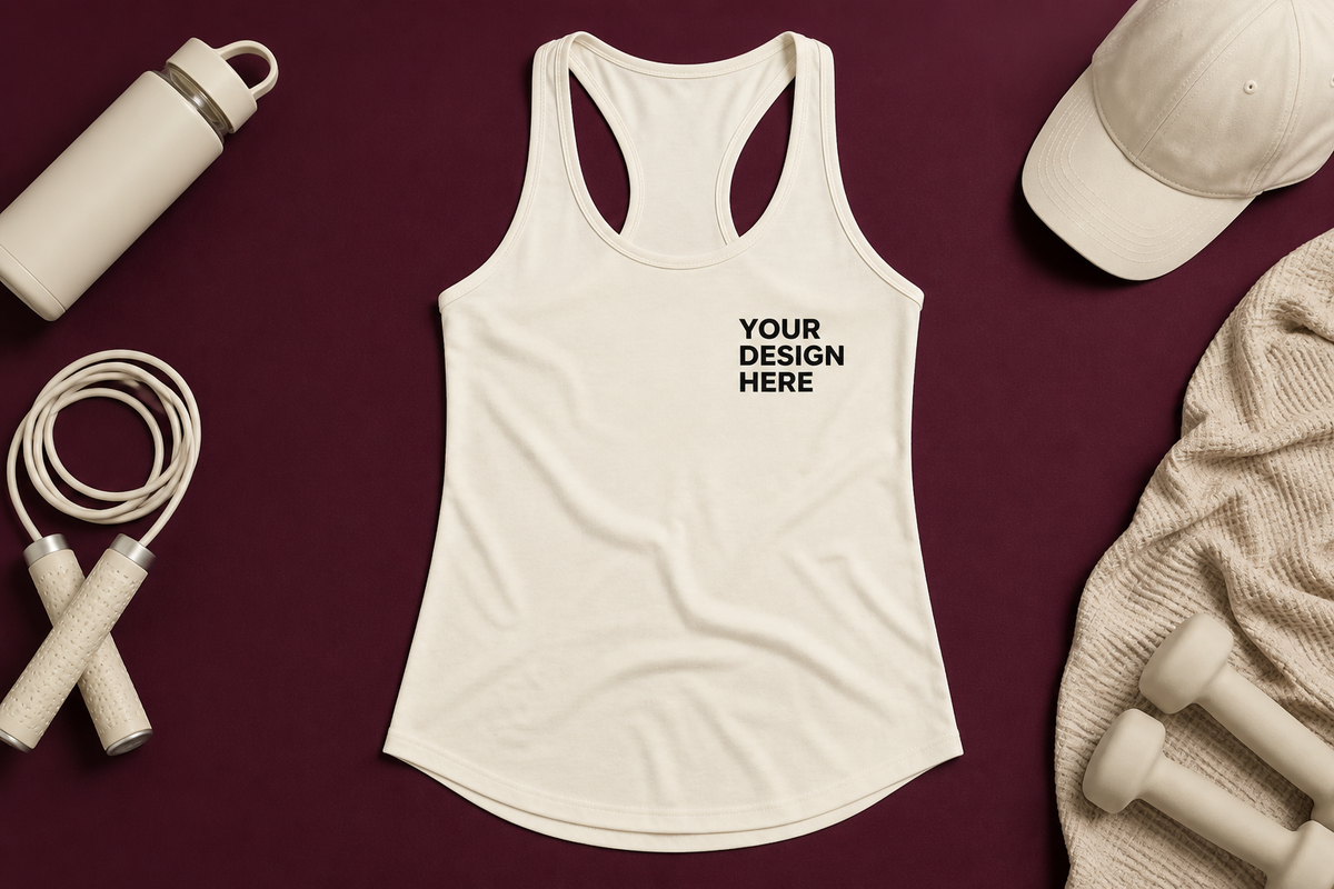 Custom Ladies Tank Tops with a high-contrast logo placeholder