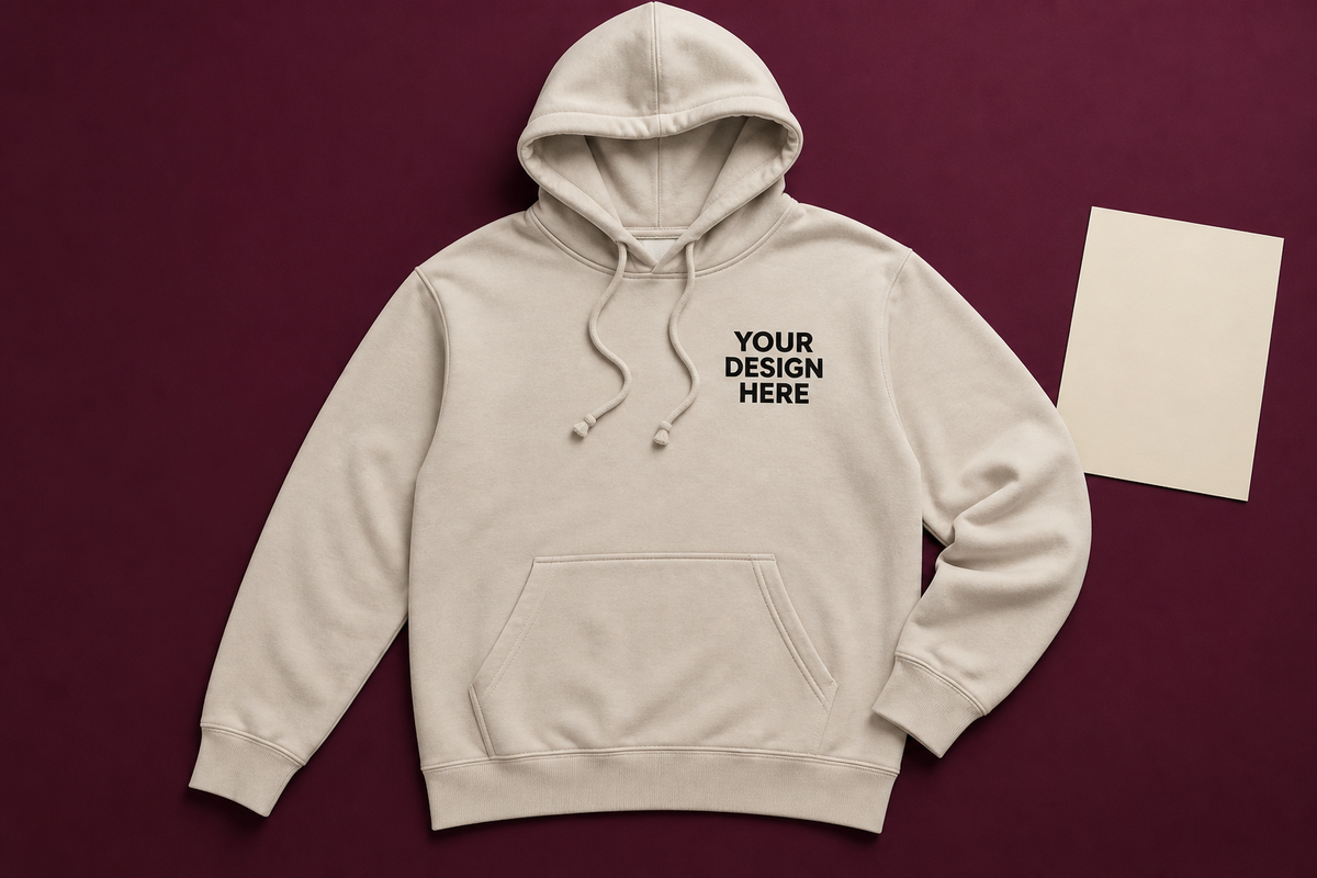 Custom Printed Hoodies with a high-contrast logo placeholder