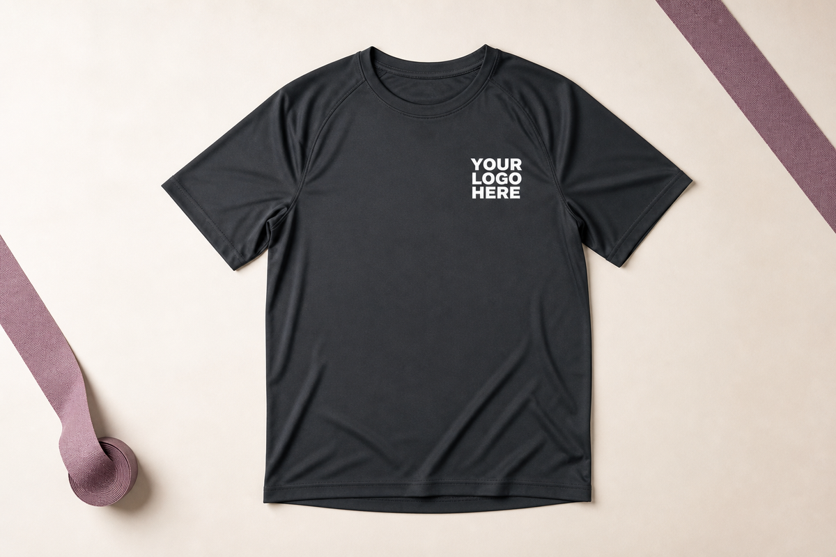 Custom Under Armour T-Shirts with a high-contrast logo placeholder