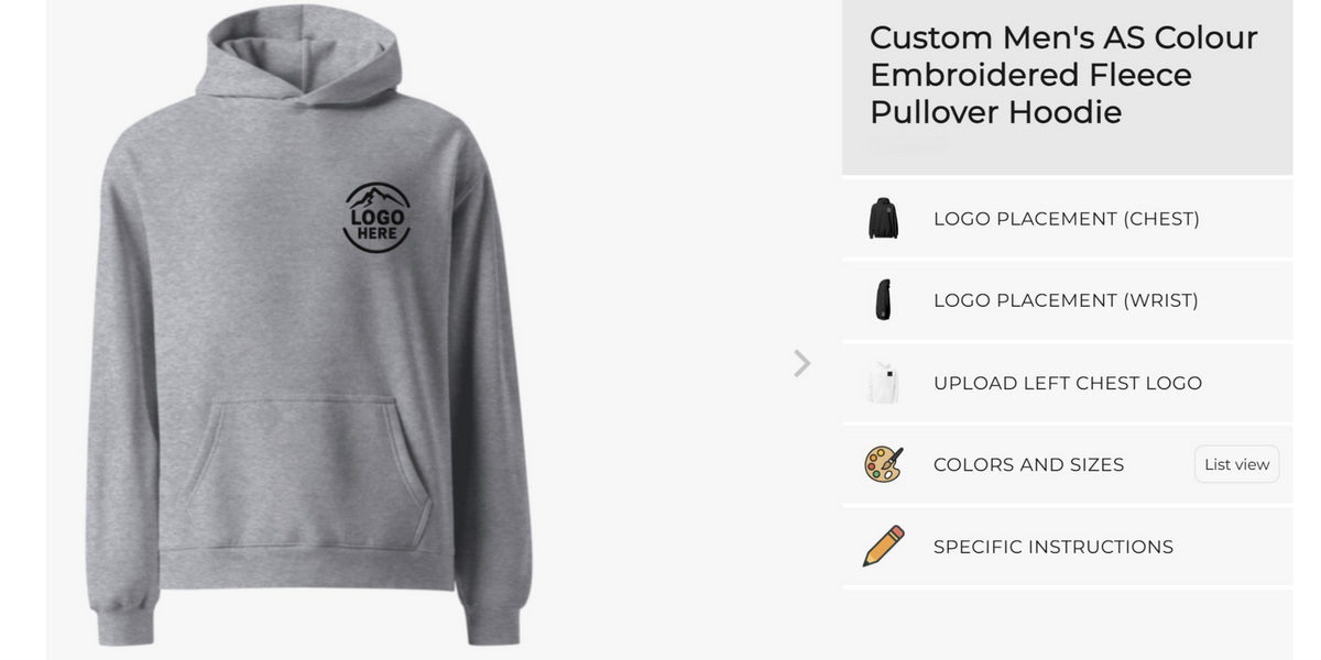 Arklavo hoodie design studio with a custom logo on the left chest