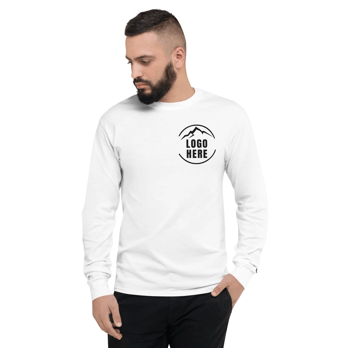 Custom Men's Champion Printed Long Sleeve T-Shirt - Arklavo
