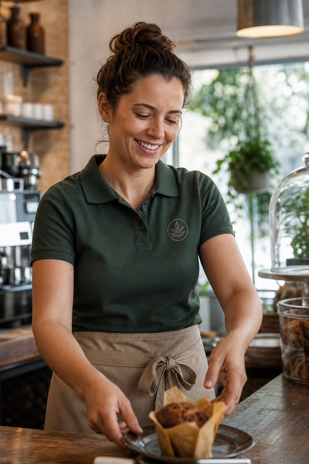 Custom restaurant uniform with an embroidered logo