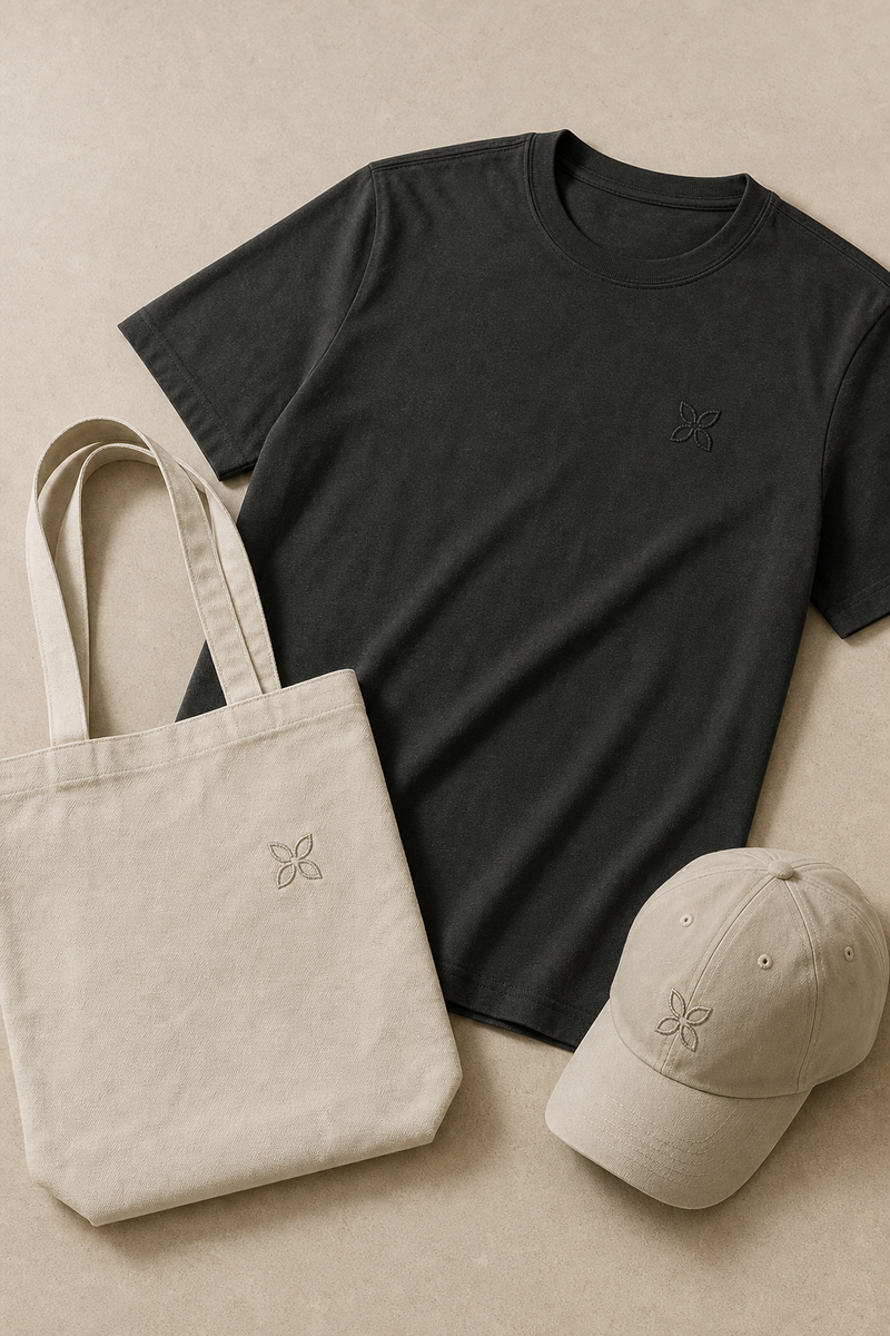 Custom branded swag showing the cut and fit