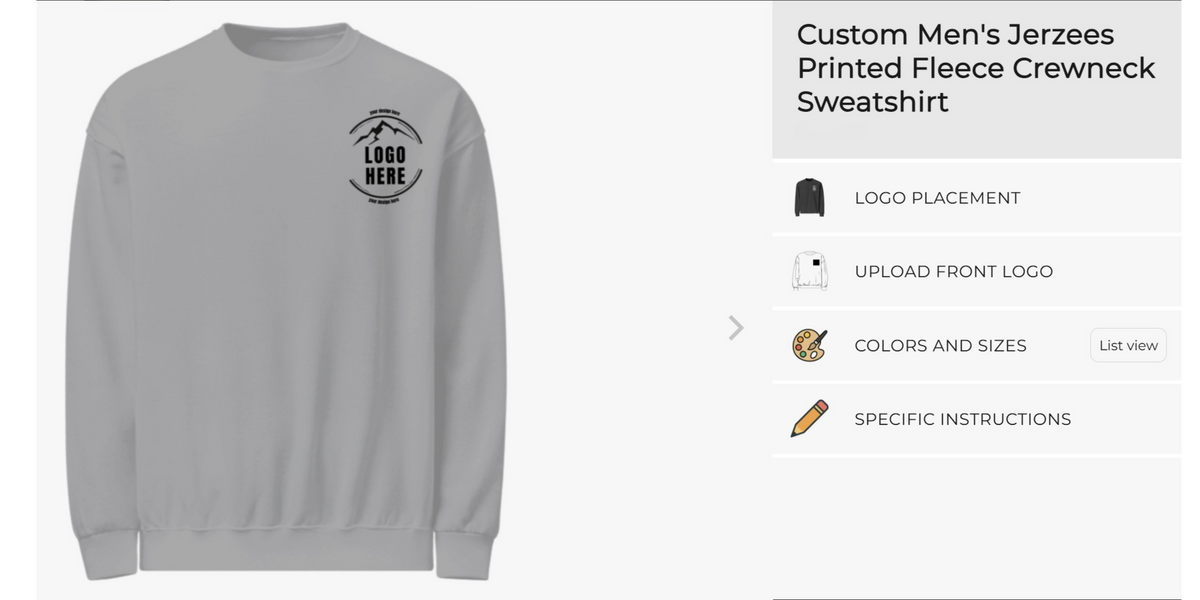 Arklavo sweatshirt design studio with a custom logo on the left chest