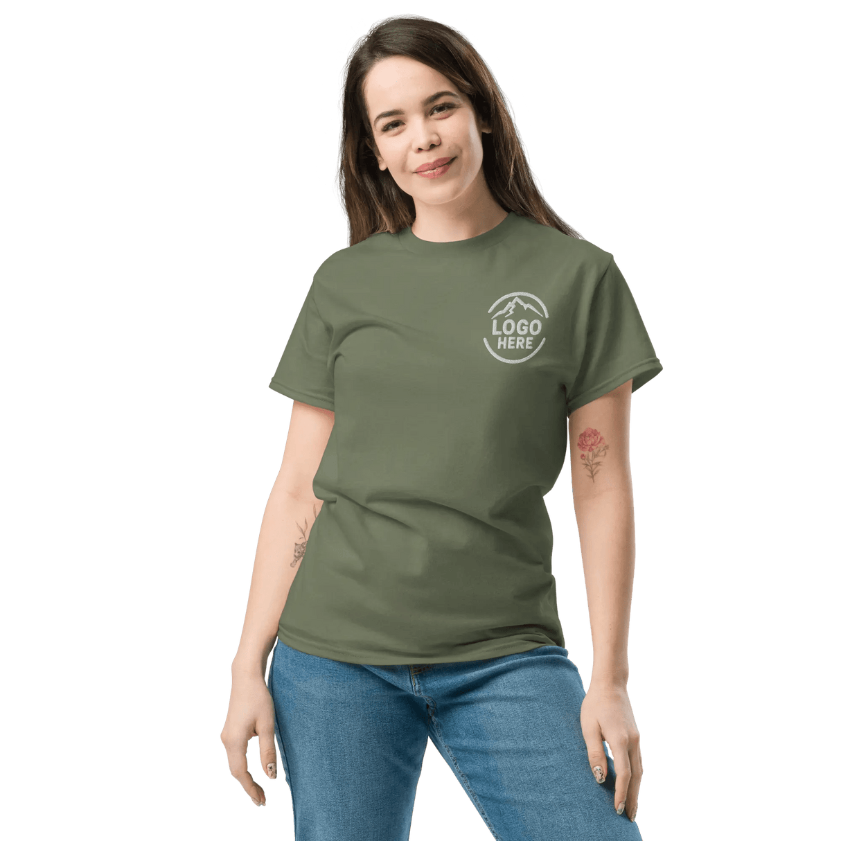 Custom Women's Gildan Embroidered Crewneck T-Shirt - Arklavo