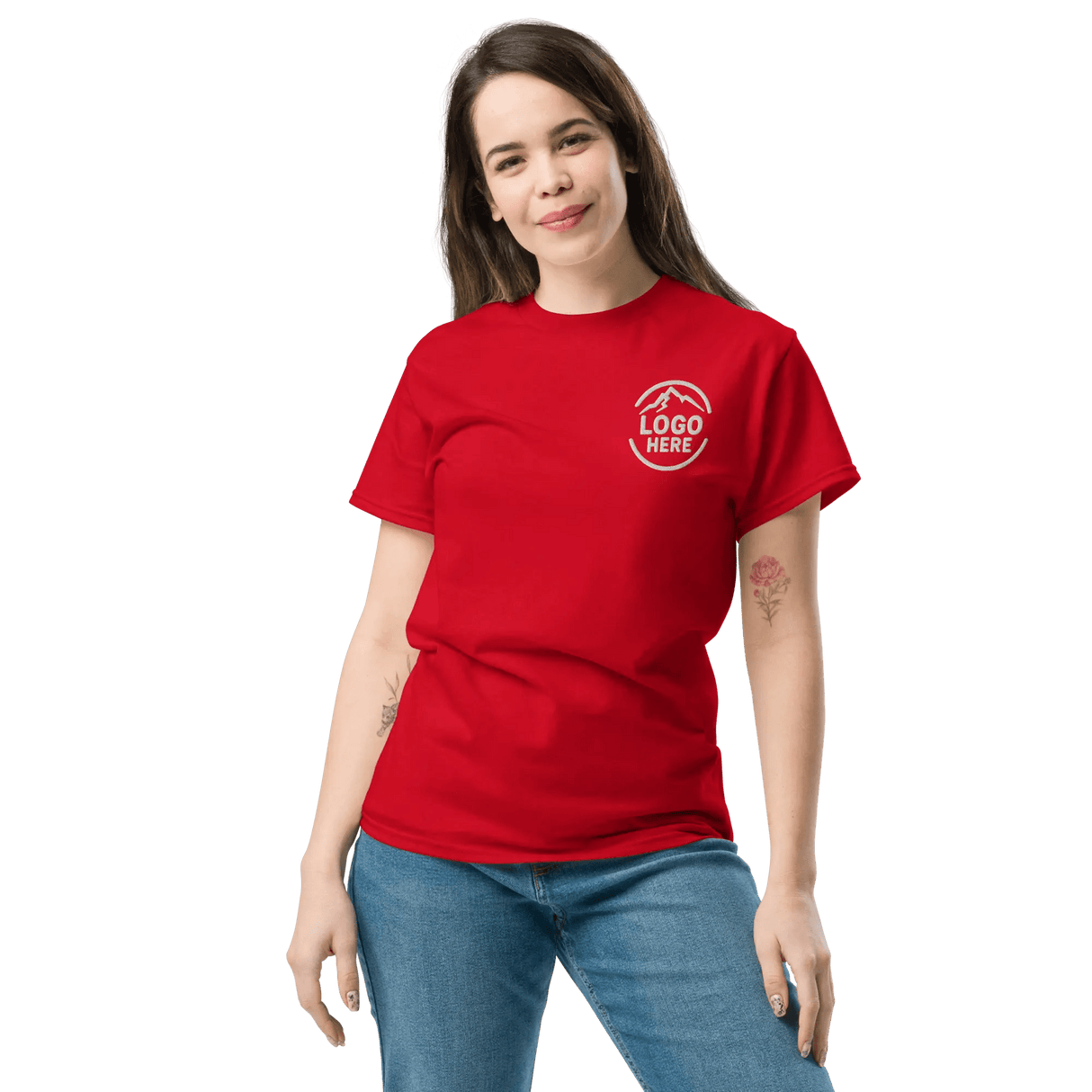 Custom Women's Gildan Embroidered Crewneck T-Shirt - Arklavo