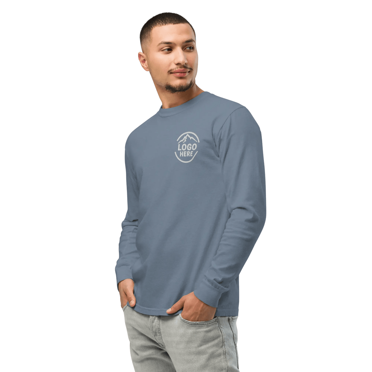 Custom Men's Comfort Colors Embroidered Garment - Dyed Long Sleeve T-Shirt - Arklavo