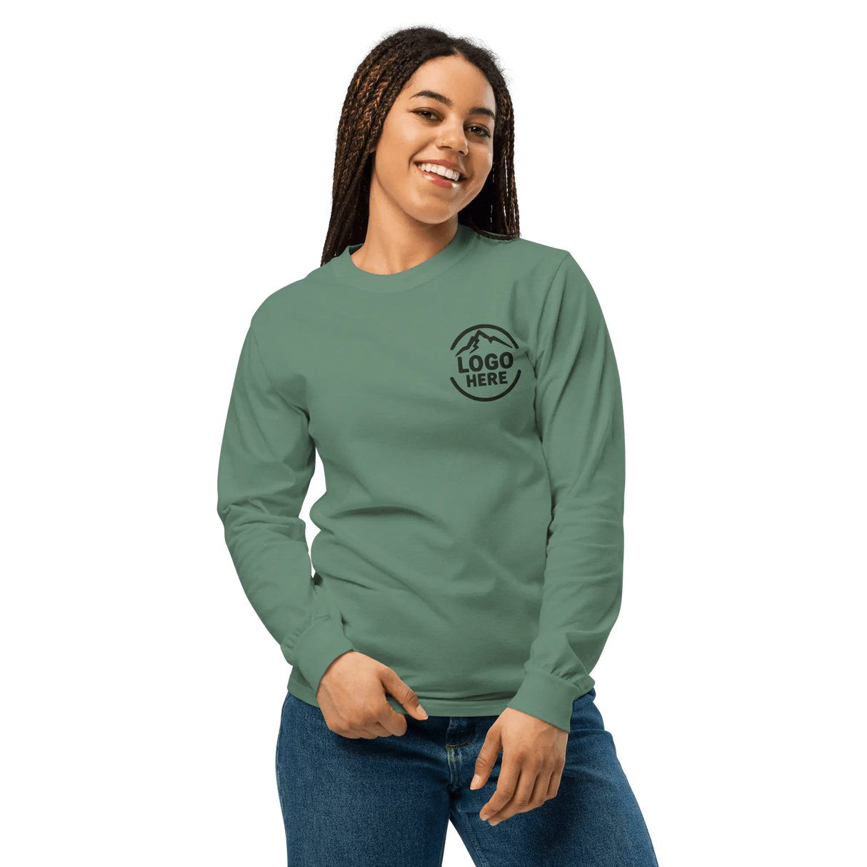 Custom Women's Comfort Colors Embroidered Garment - Dyed Long Sleeve T-Shirt - Arklavo