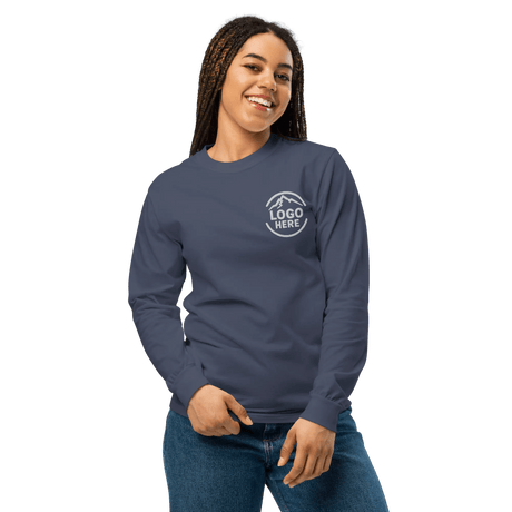 Custom Women's Comfort Colors Embroidered Garment - Dyed Long Sleeve T-Shirt - Arklavo