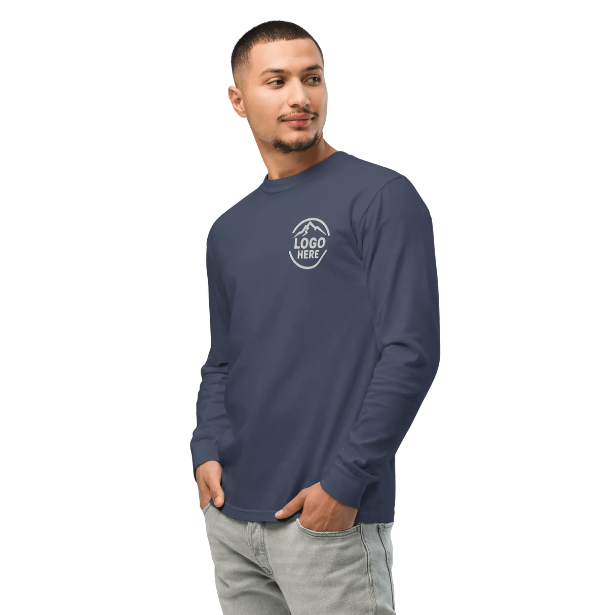 Custom Men's Comfort Colors Embroidered Garment - Dyed Long Sleeve T-Shirt - Arklavo