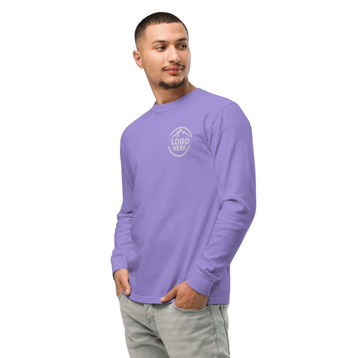 Custom Men's Comfort Colors Embroidered Garment - Dyed Long Sleeve T-Shirt - Arklavo