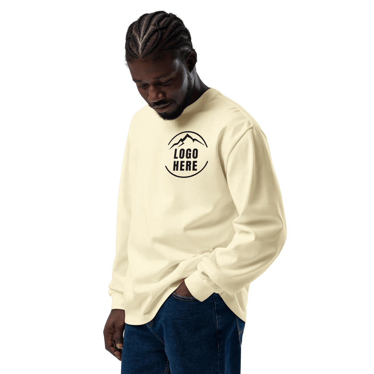 Custom Men's AS Colour Printed Heavyweight Long Sleeve T-Shirt - Arklavo