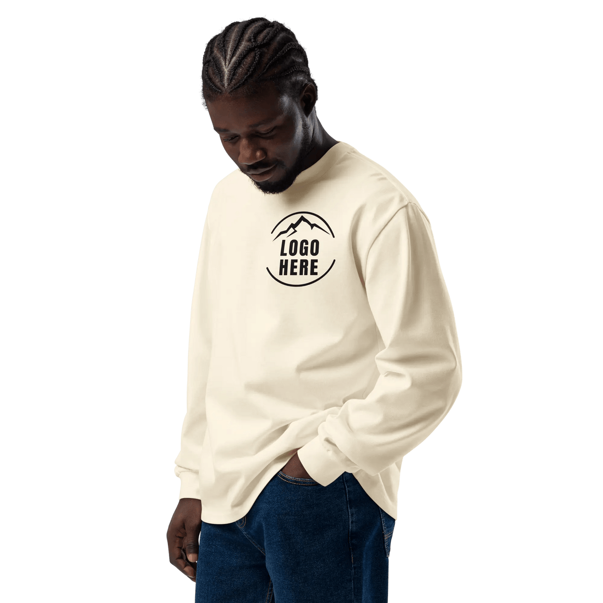 Custom Men's AS Colour Printed Heavyweight Long Sleeve T-Shirt - Arklavo