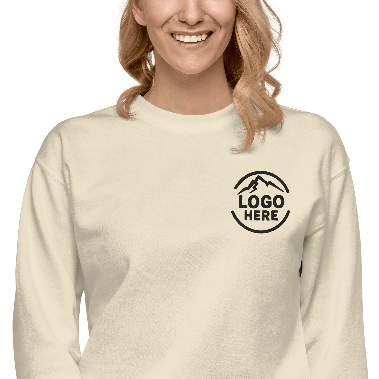 Custom Women's Cotton Heritage Embroidered Fleece Crewneck Sweatshirt - Arklavo