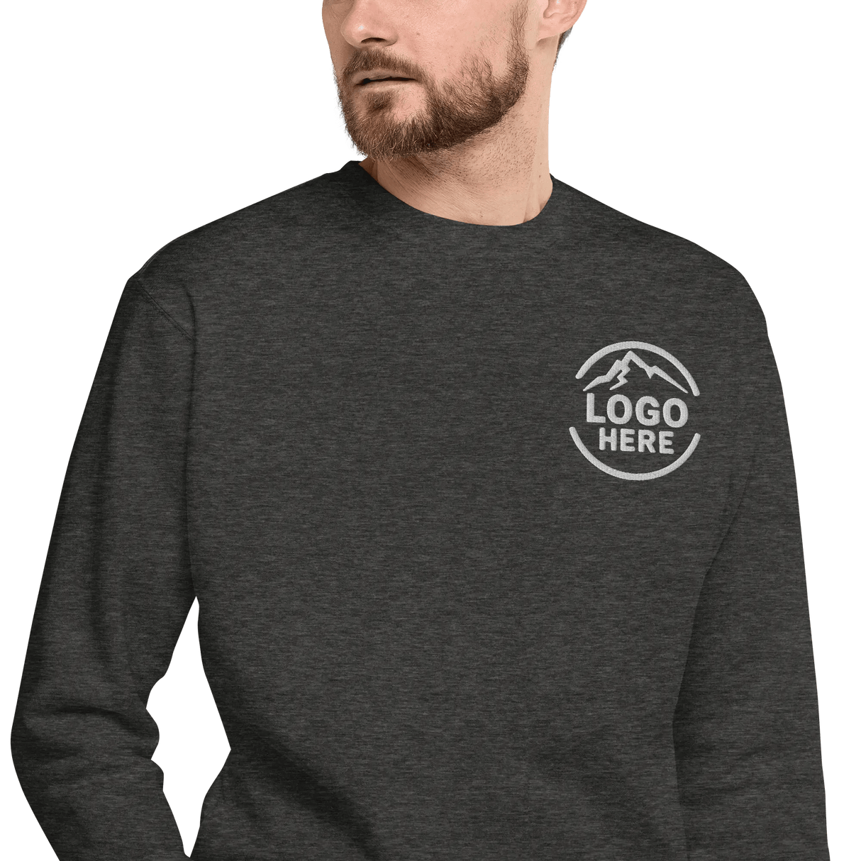 Custom Men's Cotton Heritage Embroidered Fleece Crewneck Sweatshirt - Arklavo
