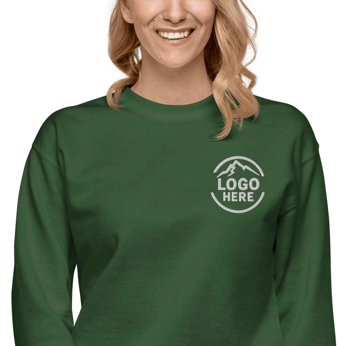 Custom Women's Cotton Heritage Embroidered Fleece Crewneck Sweatshirt - Arklavo