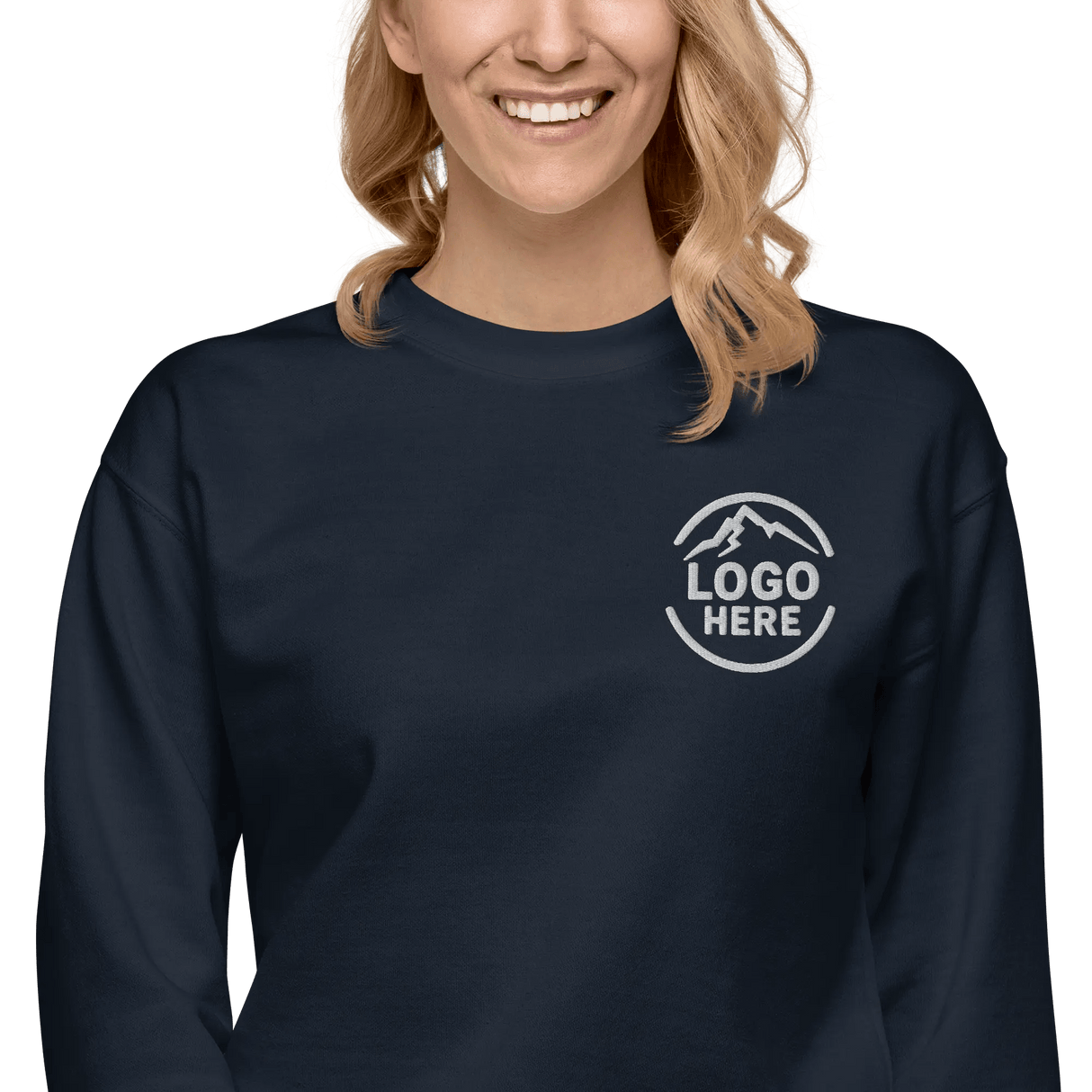 Custom Women's Cotton Heritage Embroidered Fleece Crewneck Sweatshirt - Arklavo