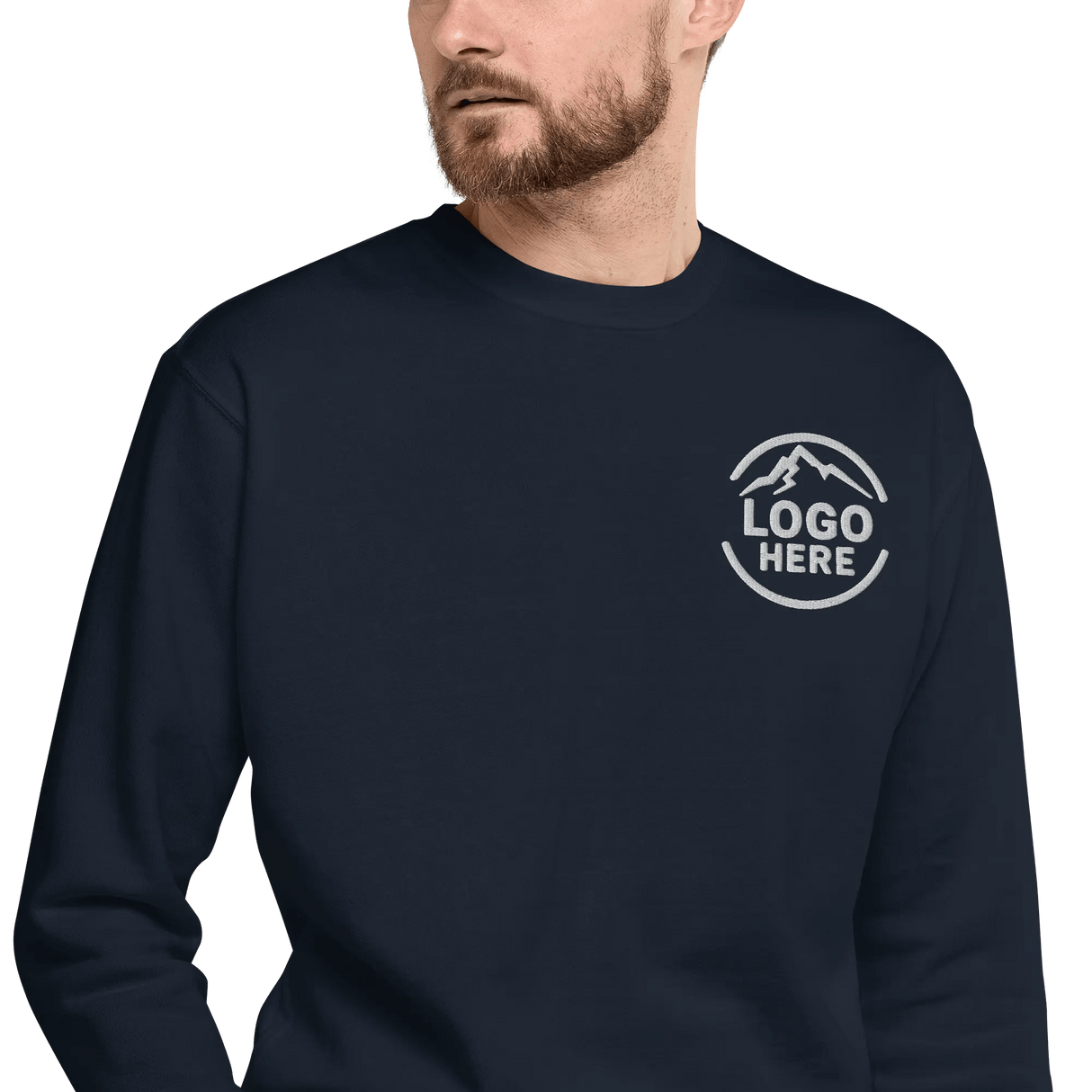 Custom Men's Cotton Heritage Embroidered Fleece Crewneck Sweatshirt - Arklavo