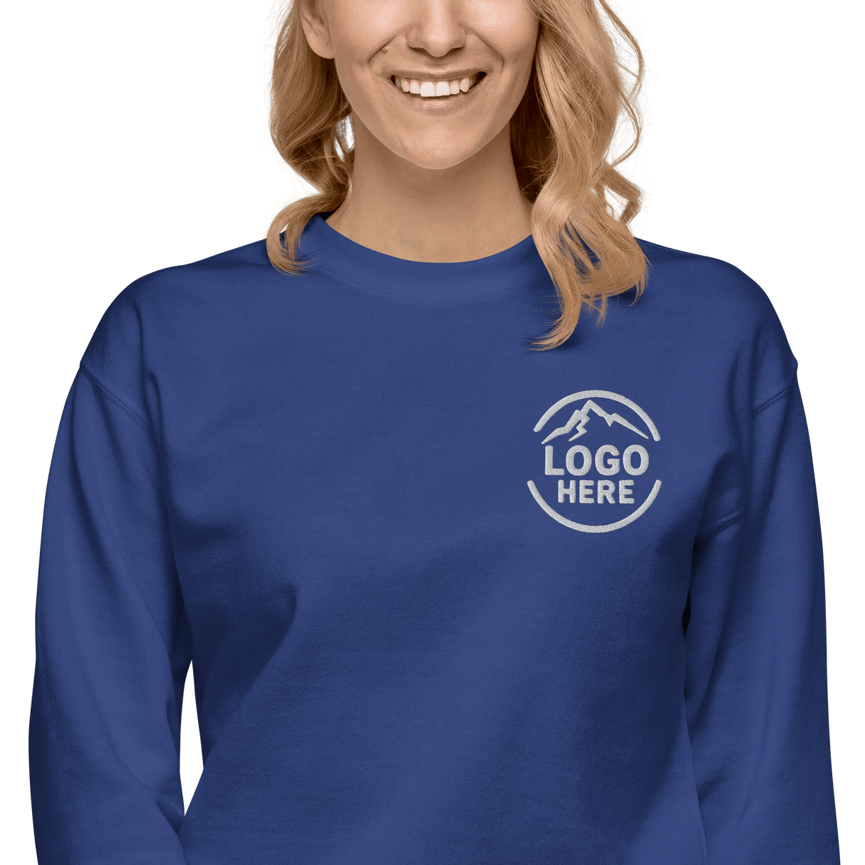 Custom Women's Cotton Heritage Embroidered Fleece Crewneck Sweatshirt - Arklavo