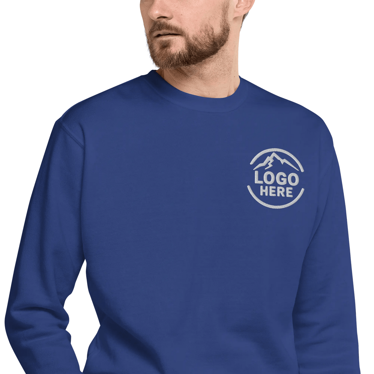 Custom Men's Cotton Heritage Embroidered Fleece Crewneck Sweatshirt - Arklavo