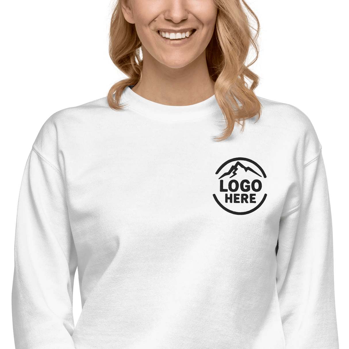 Custom Women's Cotton Heritage Embroidered Fleece Crewneck Sweatshirt - Arklavo