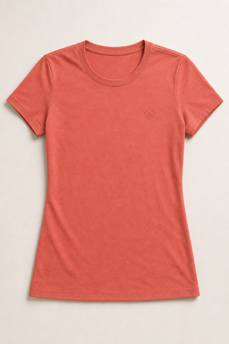 A women's-fit custom t-shirt showing the cut