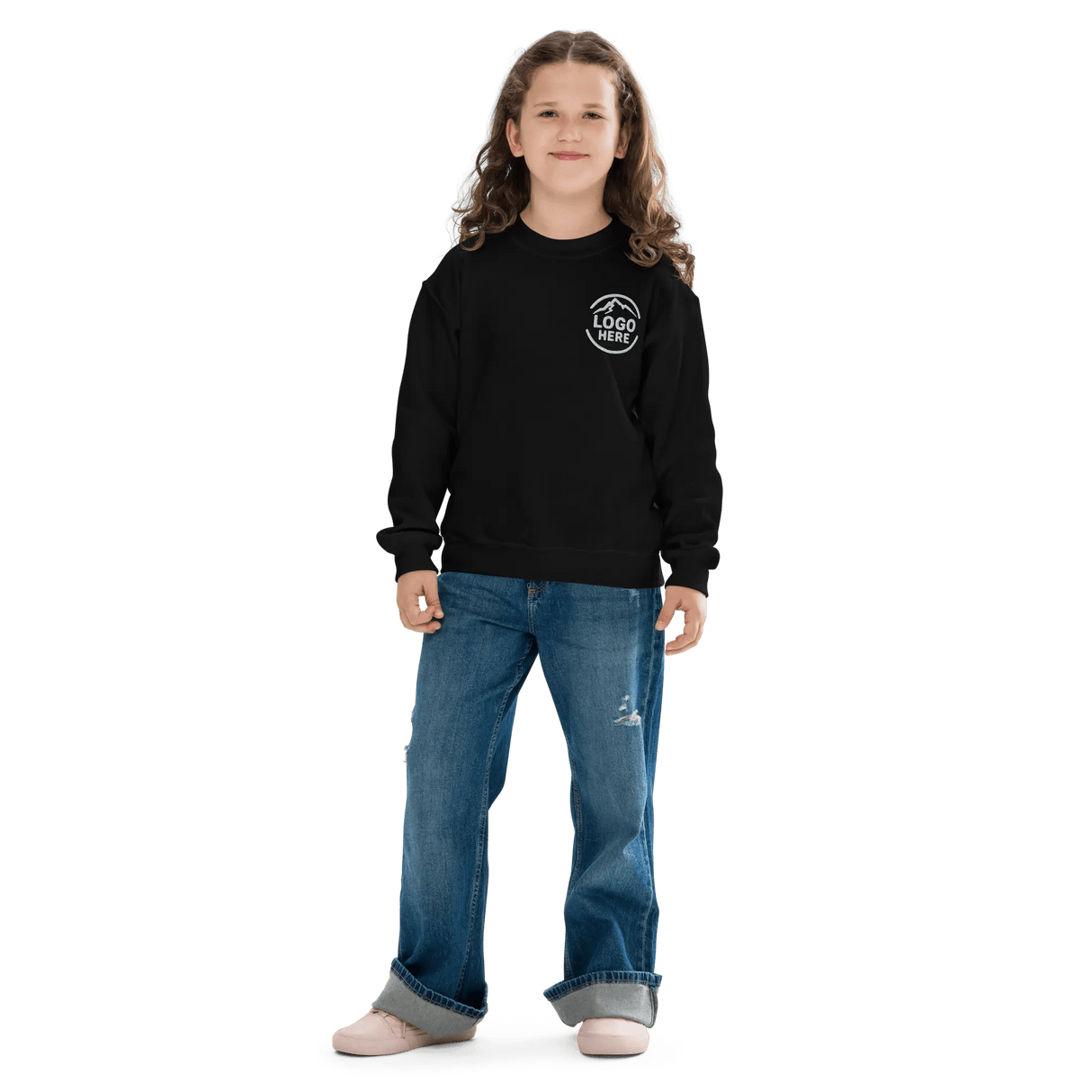 Custom Girls' Gildan Embroidered Crewneck Sweatshirt - Arklavo