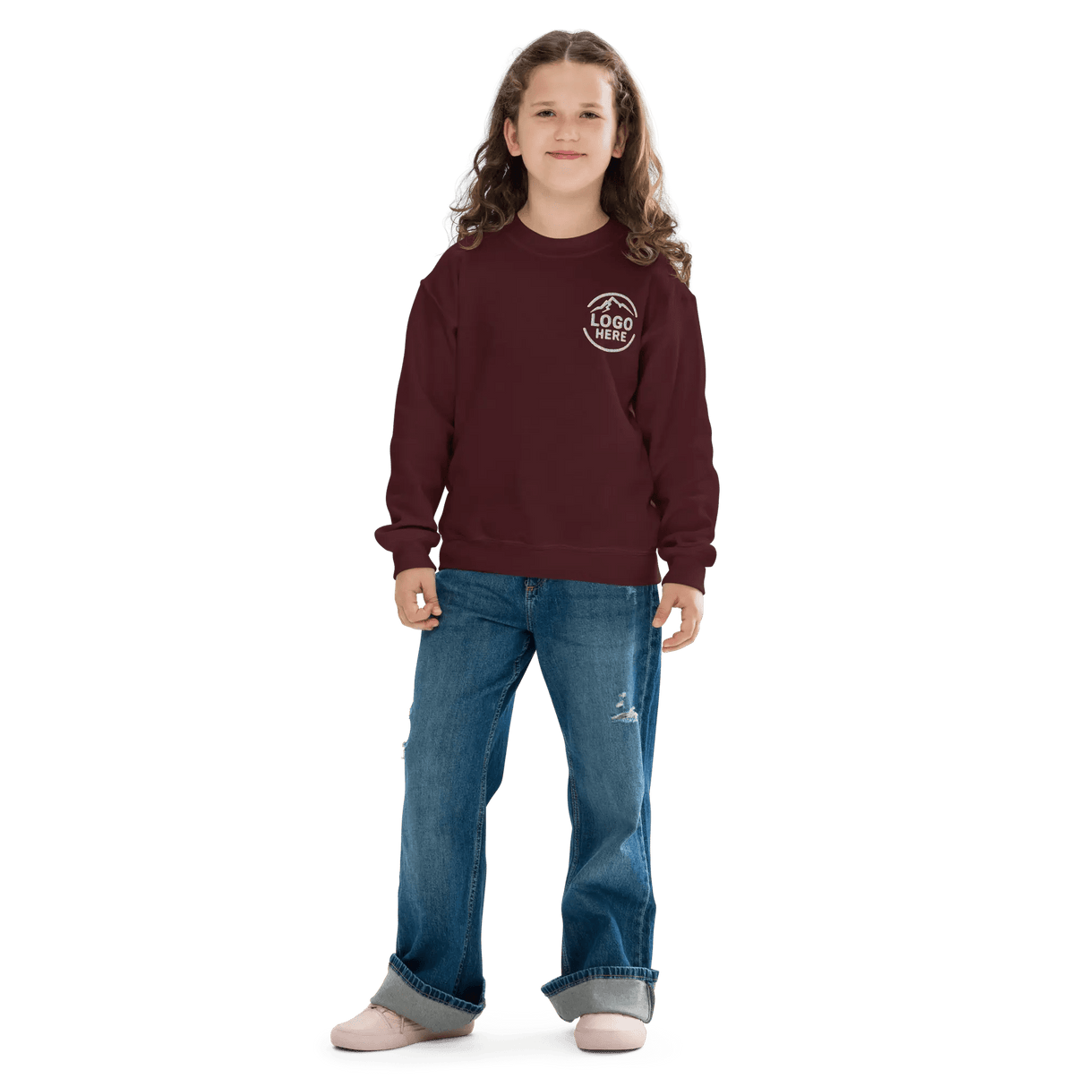 Custom Girls' Gildan Embroidered Crewneck Sweatshirt - Arklavo