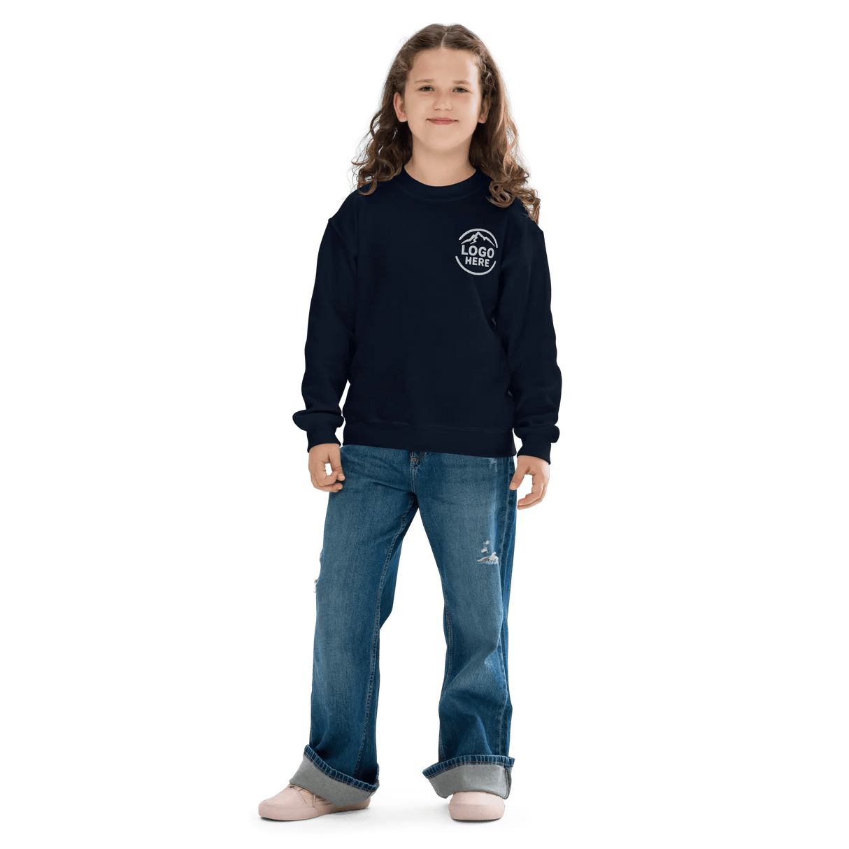 Custom Girls' Gildan Embroidered Crewneck Sweatshirt - Arklavo